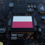 Processor CPU or Chip With the Flag of Poland