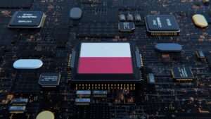 Processor CPU or Chip With the Flag of Poland